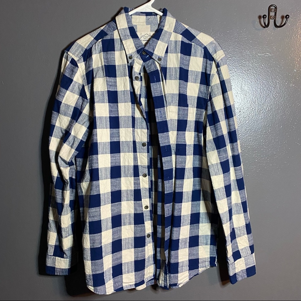 blue and white flannel